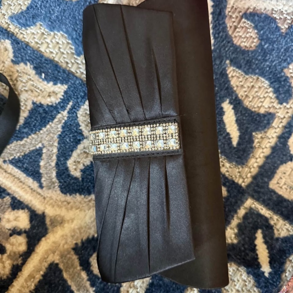 Elegant Black Clutch with Rhinestone Detail